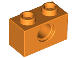 Technic, Brick 1 x 2 with Hole, Orange (3700 / 4160555 / 6136553)