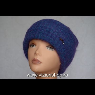 Голубая женская шапка с отворотом Vizio Италия 6547 CYR