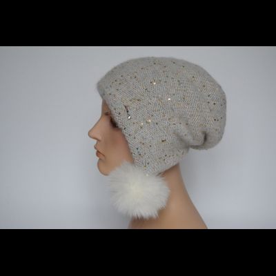 Шапка ушанка белая с помпонами Vizio Италия 8022 фото