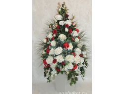 Композиция из искусственных цветов Бело красная "Очарование" напольная  № НП004