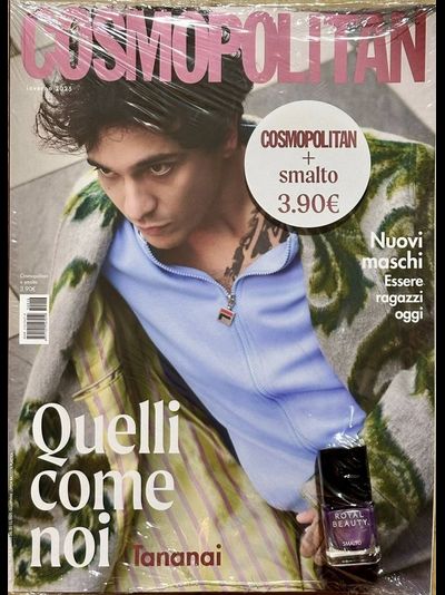 Cosmopolitan Italy Magazine Winter 2026 Tananai Cover + Красный лак для ногтей