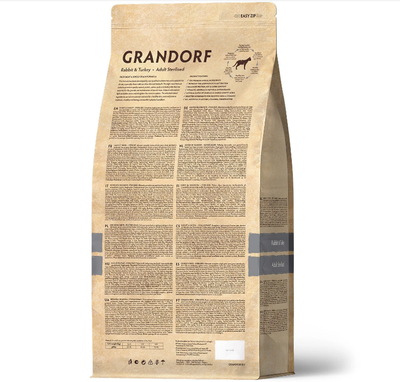 Grandorf (Грандорф) сухой корм для стерилизованных кошек и кастрированных котов Кролик с индейкой, 8 кг