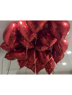 Шары в форме сердца красные 20 шт под потолок