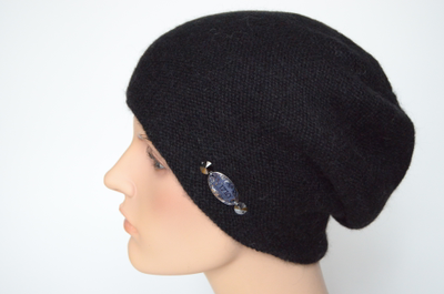 Черный берет вязаный из альпака Vizio Италия 5122