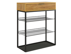 Обувница Вельвет Дуб Крафт Золотой/ Акация светлая/ Черный муар