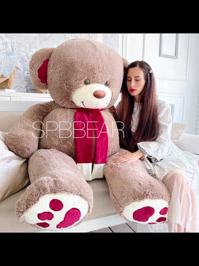 Гигантский плюшевый медведь 190 см кофейный Кевин