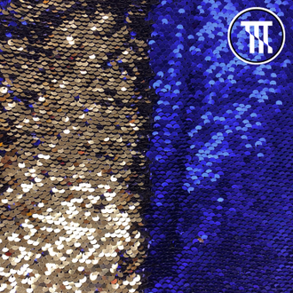 Двусторонние пайетки на бархате, цв. Золото / Синий