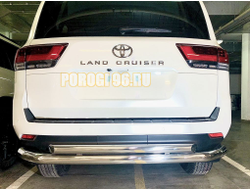 Защита заднего бампера двойная d76/60 Toyota Land Cruiser 300 (Юбилейная) 2021-
