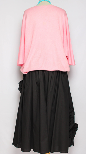 ЮБКА НАРЯДНАЯ ХЛОПОК "АППЛИКАЦИИ ЦВЕТЫ " черная до р.54