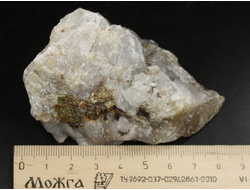 Пирит, Халькопирит на кварце, необработанный "дикий" образец, Россия, КЧР, Урупский район (81*55*48 мм, 191 г) №37953