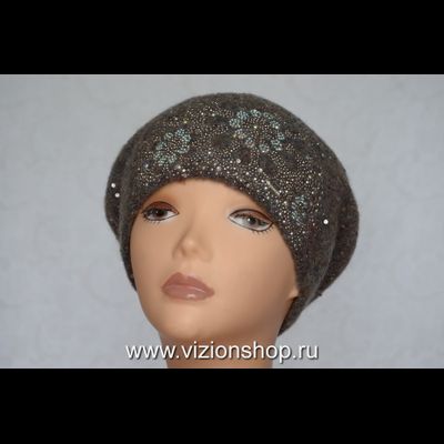 Вязаный берет для женщин зима 2020 Италия Vizio 6442 коричневый