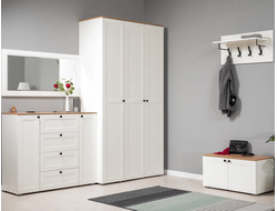 Прихожая Остин, модульная, с Комодом, белый шагрень, дуб вотан