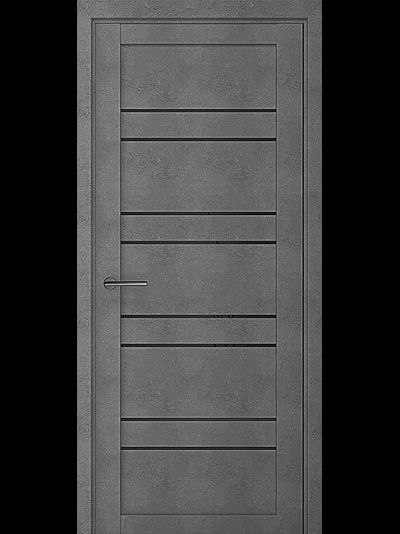Дверь Дублин бетон темный, стекло черное