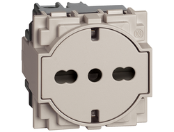 Розетка с заземлением, плоская цвет песочный  Bticino Living Now, механизм - KM4140A16F