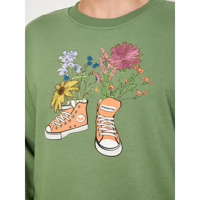 МУЖСКОЙ СВИТШОТ ОЛИВА "ЦВЕТОЧНЫЕ КЕДЫ"