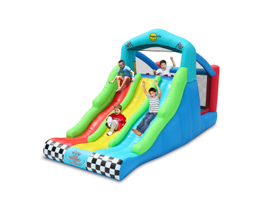 Надувной батут с тройной горкой «Гонка»