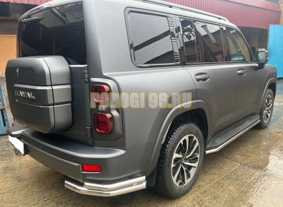 Защита заднего бампера угловая двойная Папа Тюнинг d60/42 для Haval H9 2024-