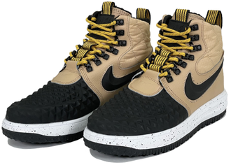 Nike Lunar Force 1 Duckboot Light Bone Black с мехом