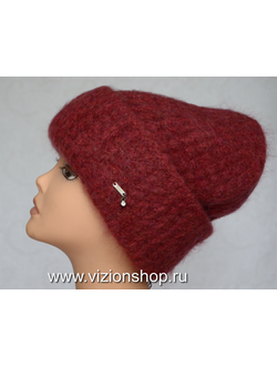 Красная женская шапка с отворотом Италия Vizio фото итальянских головных уборов Визио