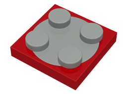 Turntable 2 x 2 Plate with Light Gray Top 3680 / 3679, Red (3680c01)