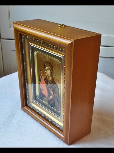 Троеручица. Рукописная икона 13х16см в киоте.