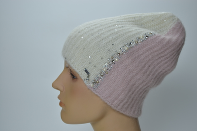 Шапка Vizio 1384 CY белая с розовым