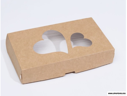 Коробка складная "Сердца" Бурый 20 х 12 х 4 см