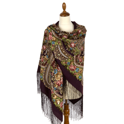 Павловопосадский платок Небесный 391-17