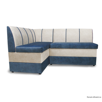 Кухонный Угловой диван "Форум-8" Синий/Слоновая кость Левый