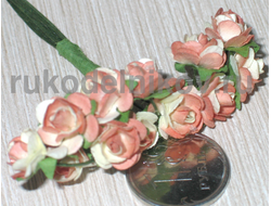 бумажные цветы "Роза", цвет кремово-коричневый, 10 мм, 12 шт/уп