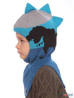 Шапка-шлем 20101-09 синий, ярко-голубой, серый р.52-54