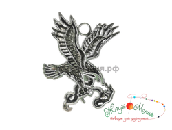 ПОДВЕСКА-КУЛОН В ТИБЕТСКОМ СТИЛЕ "ОРЁЛ СО  ЗМЕЕМ" - 45*33мм - АНТИЧНОЕ СЕРЕБРО