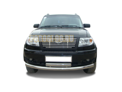 Защита переднего бампера двойная овал d76/75х42 для УАЗ Патриот 2005-2014