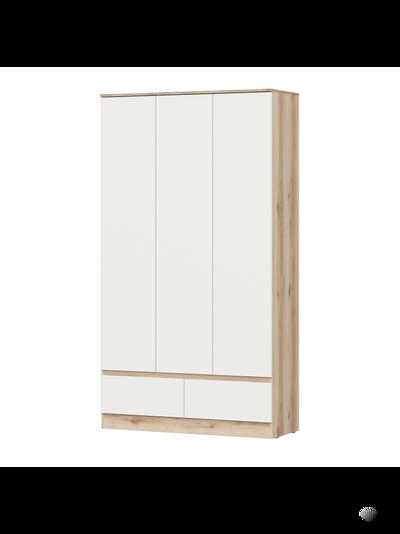 Брауни шкаф трехстворчатый (с ящиками) Дуб Делано/Белый