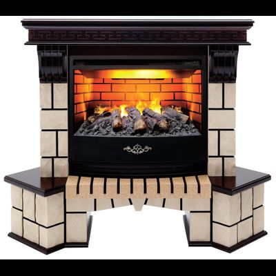 Угловой электрокамин Stone AO с очагом 3D FireStar 25.5