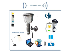 DIY SS, Уличная автономная периметровая телекамера с видеорегистратором + светильник, на солнечной батарее