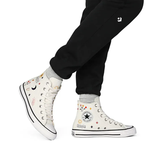 Кеды Converse All Star белые высокие с вышивкой