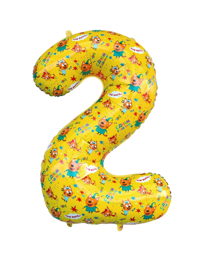 Фольгированная цифра с гелием "Три кота 2" 86 см