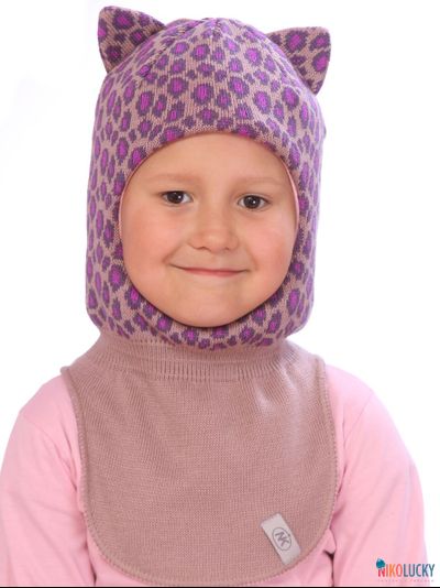 Шапка-шлем  20101-08, цвет пудровый,сиреневый р. 48-50