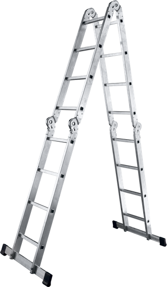 Алюминиевая четырехсекционная шарнирная универсальная лестница (трансформер)