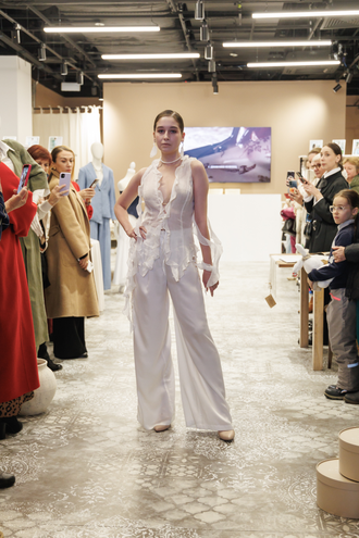 Брюки палаццо из тенселя со вставками