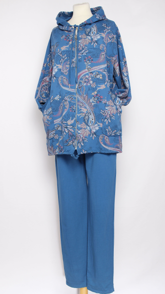 КОСТЮМ ХУДИ И БРЮКИ "МОЛНИЯ ВЬЮН" синий до 56р.
