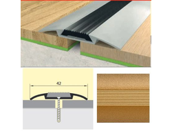 Порог-стык с резин. вставкой 1800мм золото [33763]