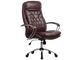 Кресло для руководителя из натуральной кожи LUX3 Бордовый + Хромированное пятилучие