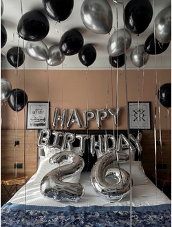 Набор шаров с цифрами и буквами Happy Birthday