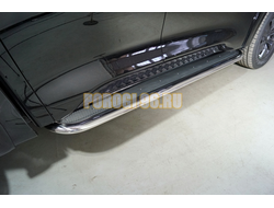 Пороги с площадкой (нерж. лист) 75х42 мм ТСС для Great Wall POER 2021-2024 / 2025-