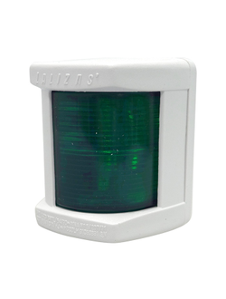 Бортовой огонь Lalizas Classic 12 30101 зелёный 112,5° 12В 10Вт 60x55x70мм видимость 1 миля в корпусе из белого АБС-пластика для судов до 12м
