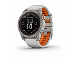 Умные часы Garmin Fenix 7 Pro Sapphire Solar титановый серый с серо-оранжевым ремешком 010-02777-20