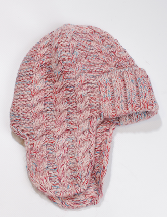 Екатеринбург. Ушанка женская "Три косы меланж" 11595-1 бордо, розовая, ярко-розовая, чёрно-розовая, красная, алая