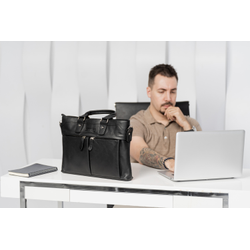 Кожаная мужская сумка Talponera black (арт. 5019-01)